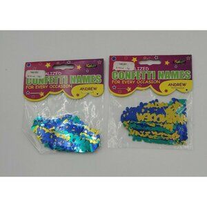 Andrew Personalized Name Confetti Foil Blue Gold 2 Packs Kalan Birthday Party
